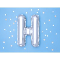 Letter ballon zilver letter H 35cm