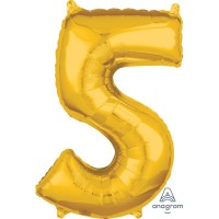 Cijfer ballon folie goud 66cm cijfer 5
