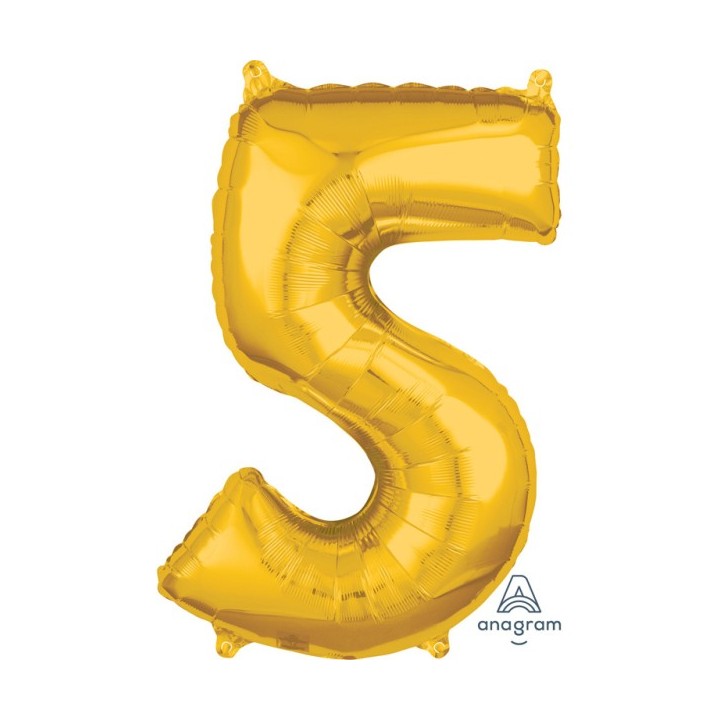 Cijfer ballon folie goud 66cm cijfer 5