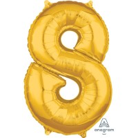 Cijfer ballon folie goud 66cm cijfer 8