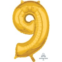 Cijfer ballon folie goud 66cm cijfer 9
