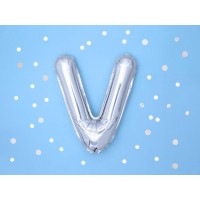 Letter ballon zilver letter V 35cm