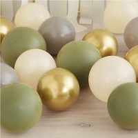 mini ballonnen mix  latex olijfgroen goud12cm