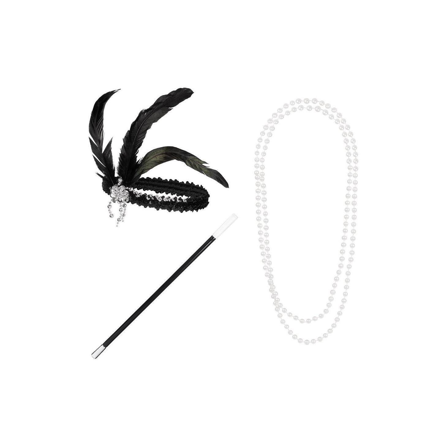 charleston jaren 20 accessoires kralen ketting flapper haarband