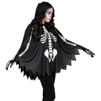 skelet poncho met kap halloween cape kleding