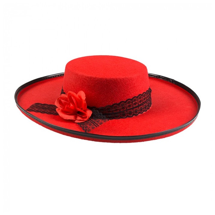 spaanse hoed rood met roos
