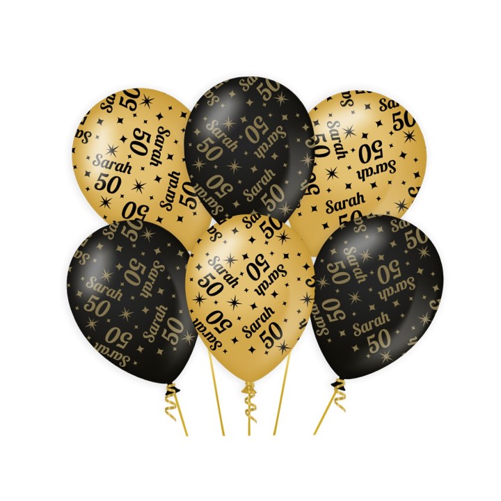 Verjaardag ballonnen 50 jaar Sarah 6st