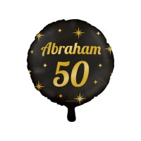 Folieballon Abraham 50 zwart goud 43cm