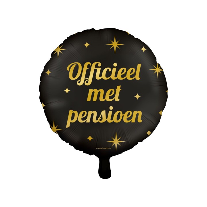 Folieballon Pensioen zwart goud 43cm