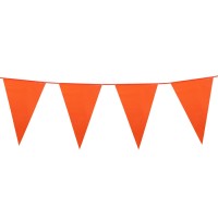 Oranje vlaggenlijn 25 meter vlaggetjes