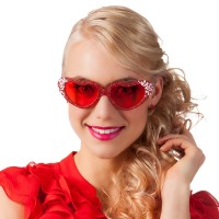 hartjes bril carnaval feestbril rood