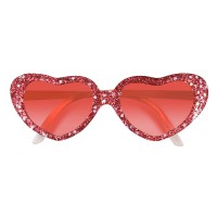 Hartvorm glitter bril Love rode hartjes 