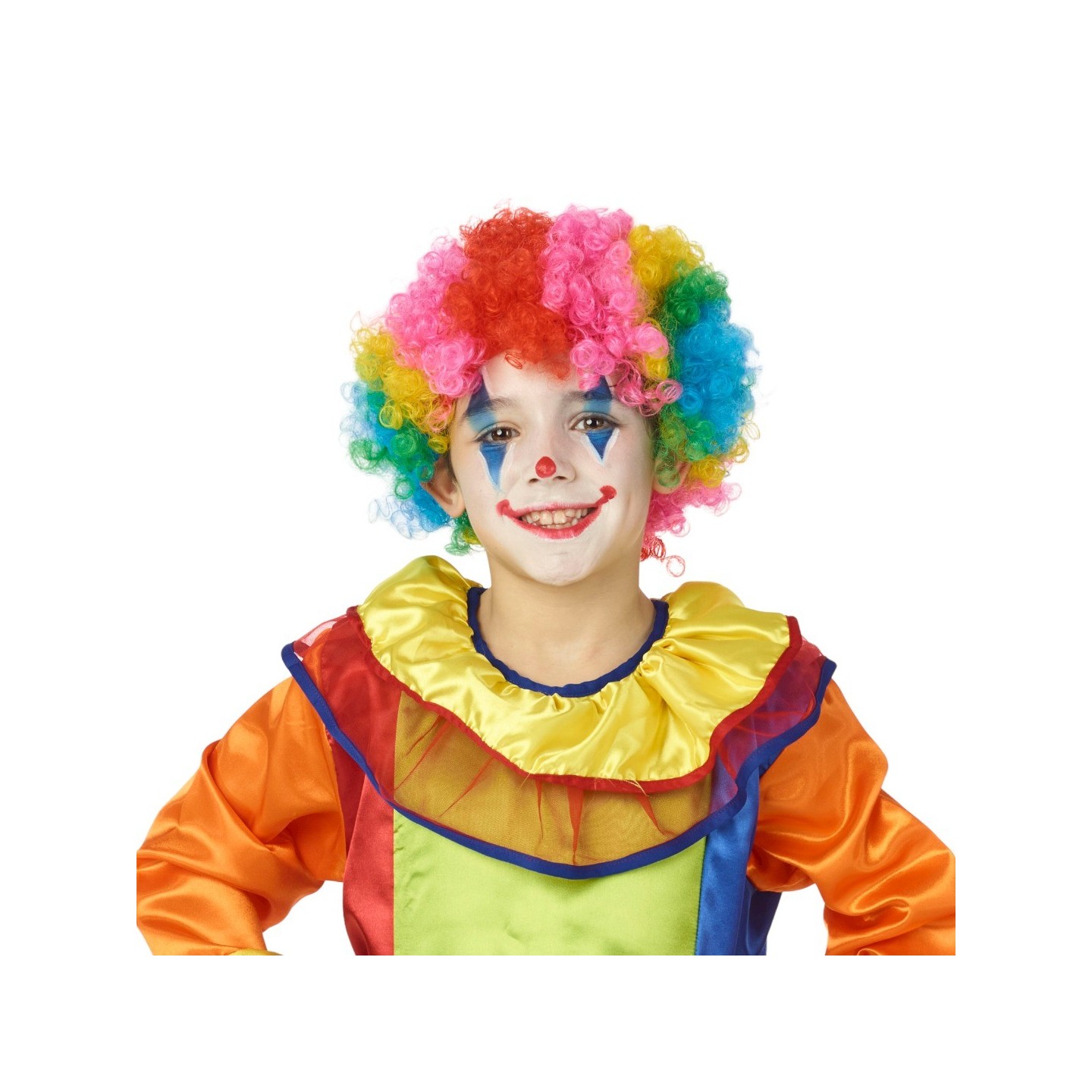 clownspruik kind krullen regenboog carnavalspruik 