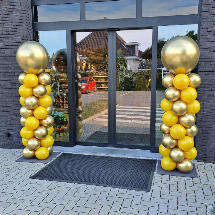 ballonpilaar ballonzuil ballondecoratie goud geel
