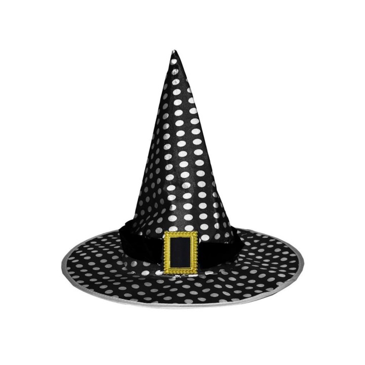 Arashigaoka schuifelen een andere Heksenhoed zwart met witte dots | Jokershop.be - Halloween accessoires