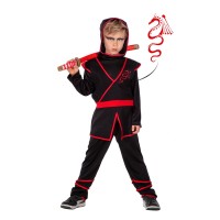 Ninja kostuum kind zwart/rood pak