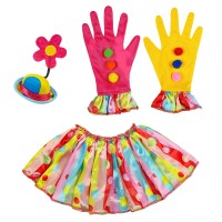 clown accessoires hoedje handschoenen kraag