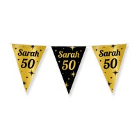 Verjaardag slinger vlaggenlijn Sarah 50 jaar versiering
