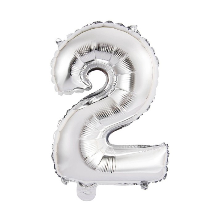 cijferballon folieballon cijfer 2 minishape zilver verjaardag versiering