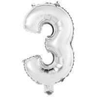 cijferballon folieballon cijfer 3 minishape zilver verjaardag versiering