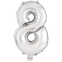 cijferballon folieballon ballon cijfer 8 jaar minishape zilver