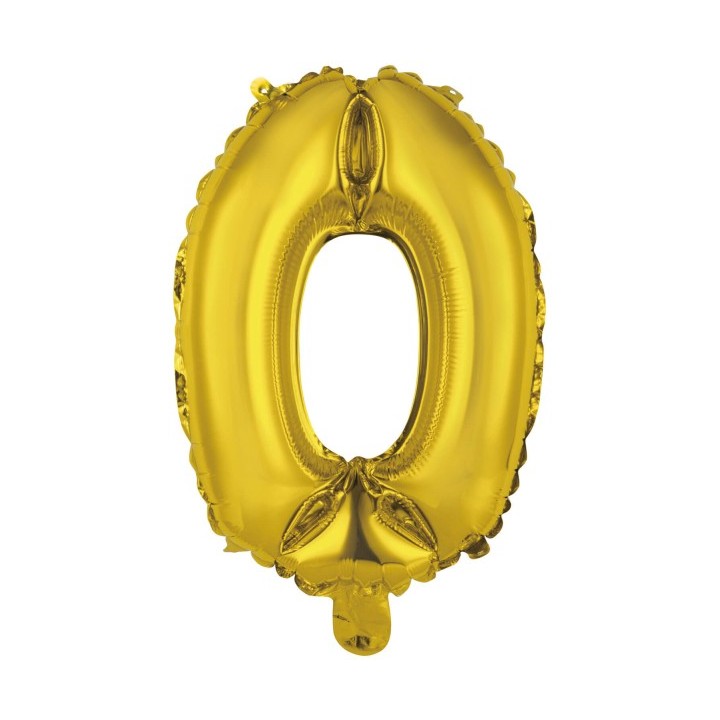 Cijferballon folieballon cijfer 0 minishape goud