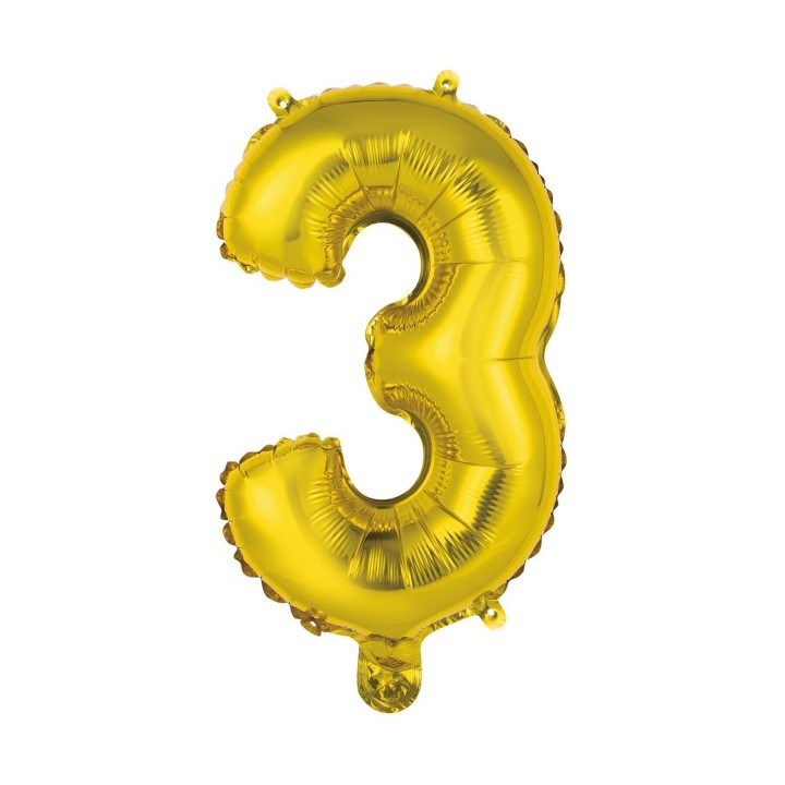 Cijferballon goud cijfer 3 minishape verjaardag versiering
