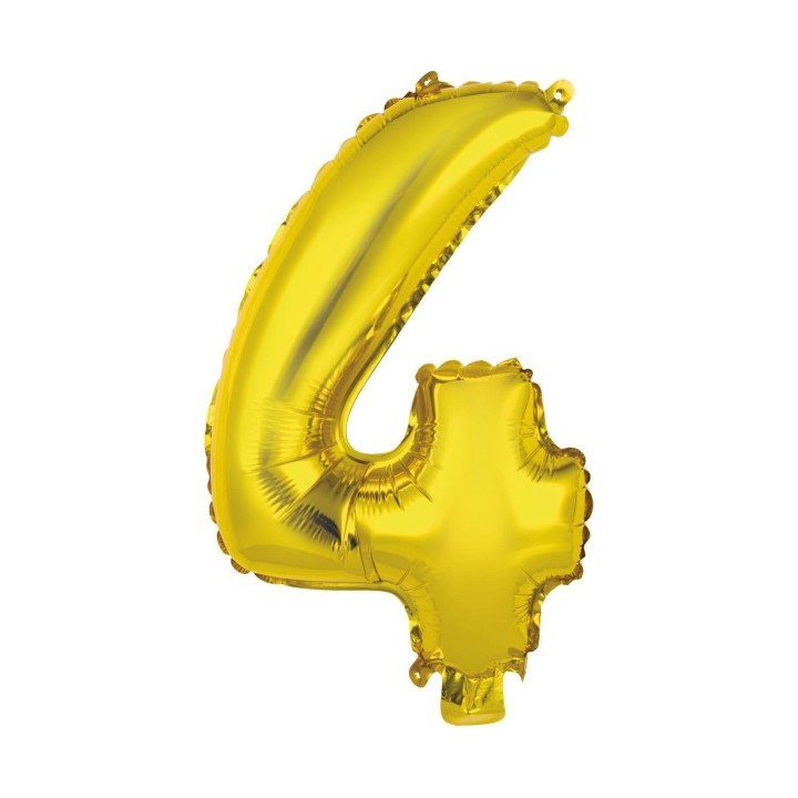 Cijferballon ballon goud cijfer 4 jaar verjaardag versiering decoratie