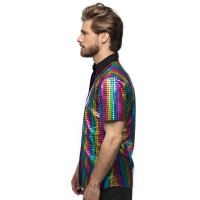 Disco outfit man regenboog glitter hemd