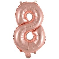 cijferballon folieballon cijfer 8 minishape rose goud 
