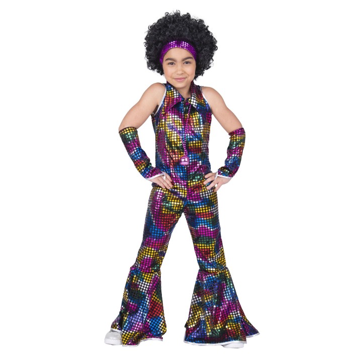 Disco jumpsuit kind disco outfit regenboog