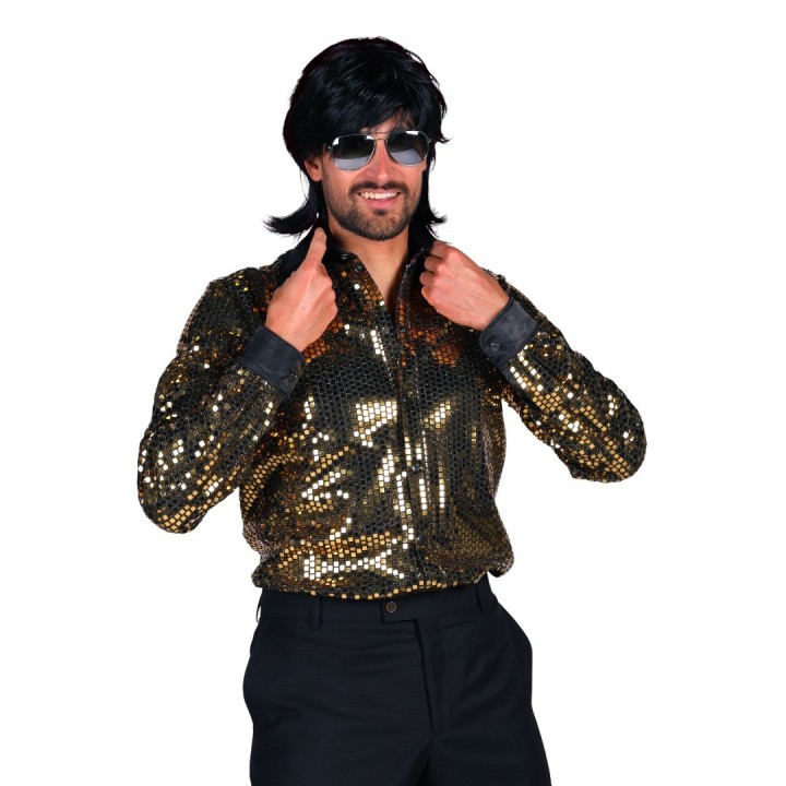 Disco outfit man gouden glitter hemd