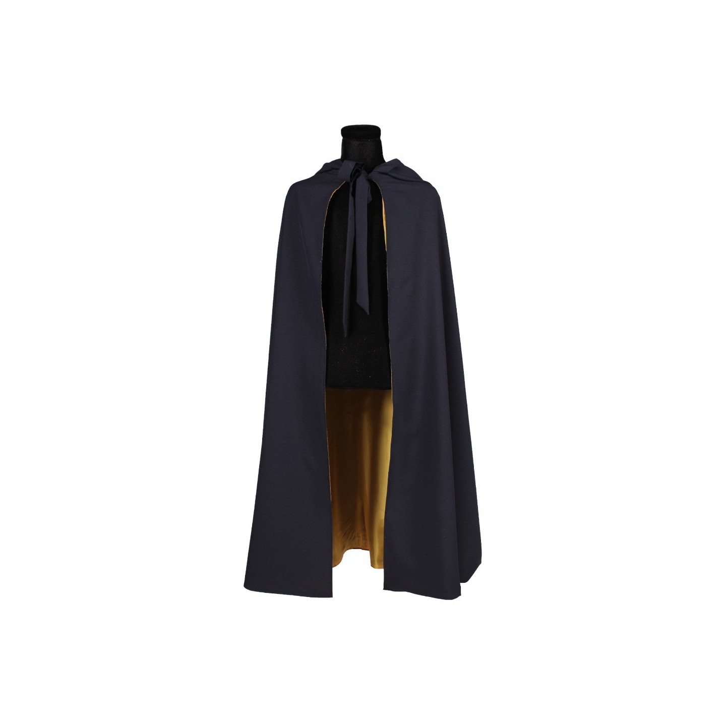 zwarte cape met kap capuchon mantel