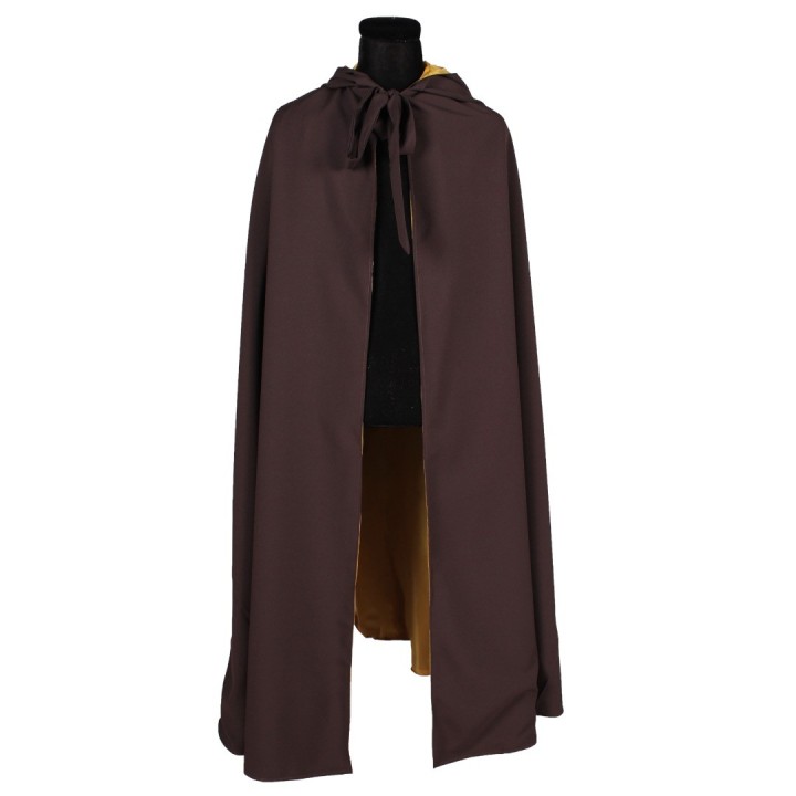 bruine cape met kap capuchon mantel