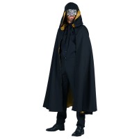 zwarte cape met kap capuchon mantel