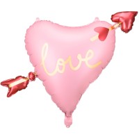 Folieballon hart Love met pijl roze