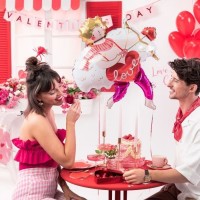 valentijn decoratie Slingers roze rood