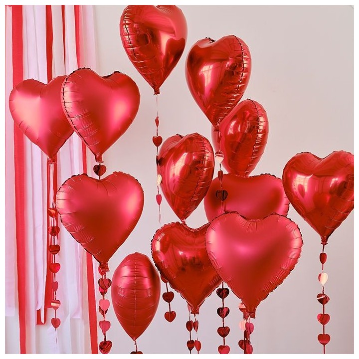 Valentijn decoratie folie ballonnen hartjes versiering