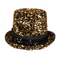 hoge pailletten hoed glitter goud