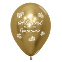 Communie ballonnen reflex chroom goud