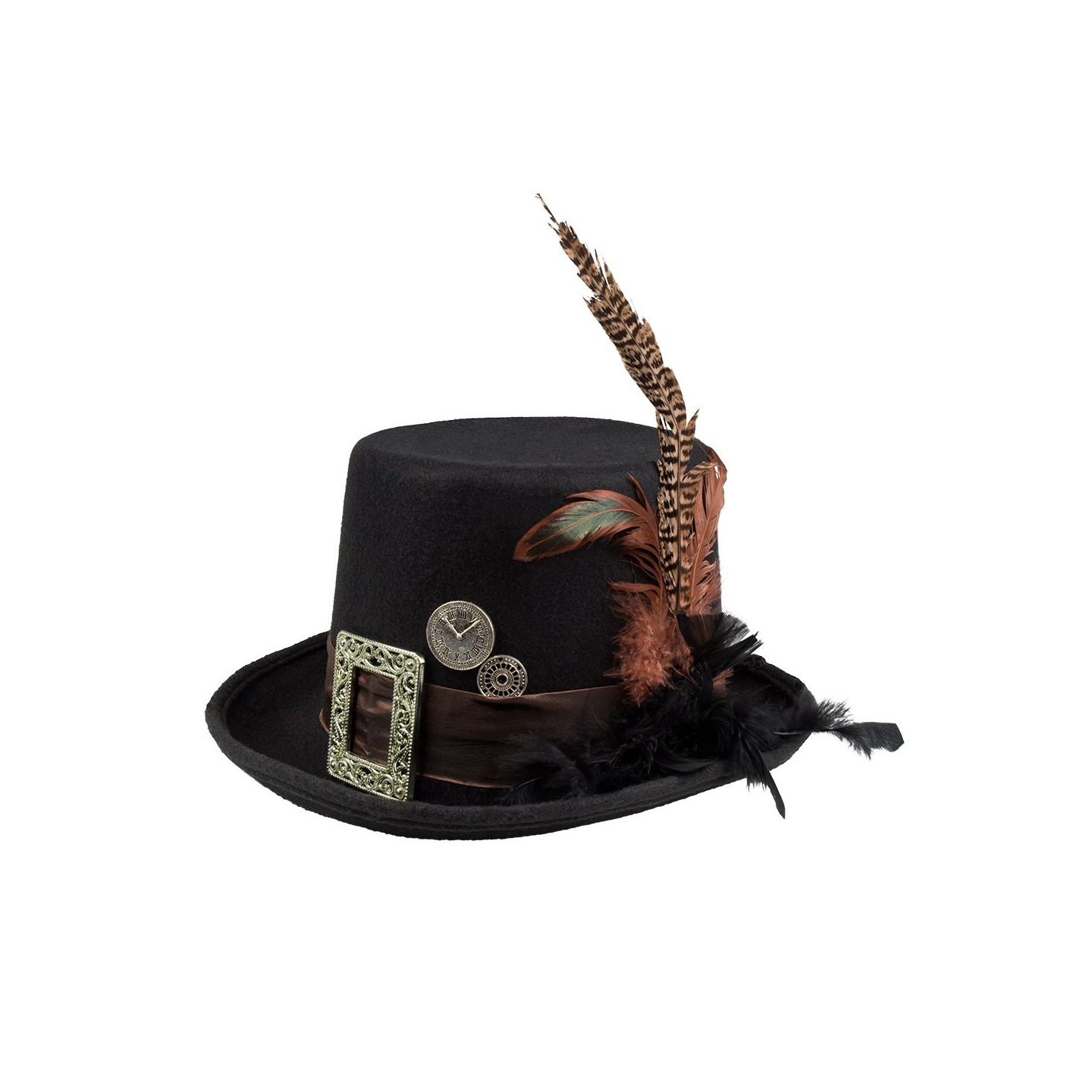 Steampunk hoed zwart Plumepunk