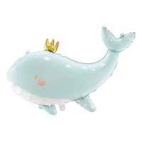 Folieballon walvis met kroon geboorte jongen