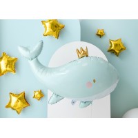 Folieballon walvis met kroon geboorte jongen