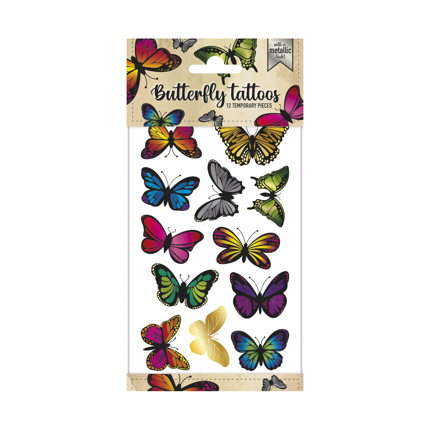 Plaktattoo vlinders metallic tijdelijke tattoos