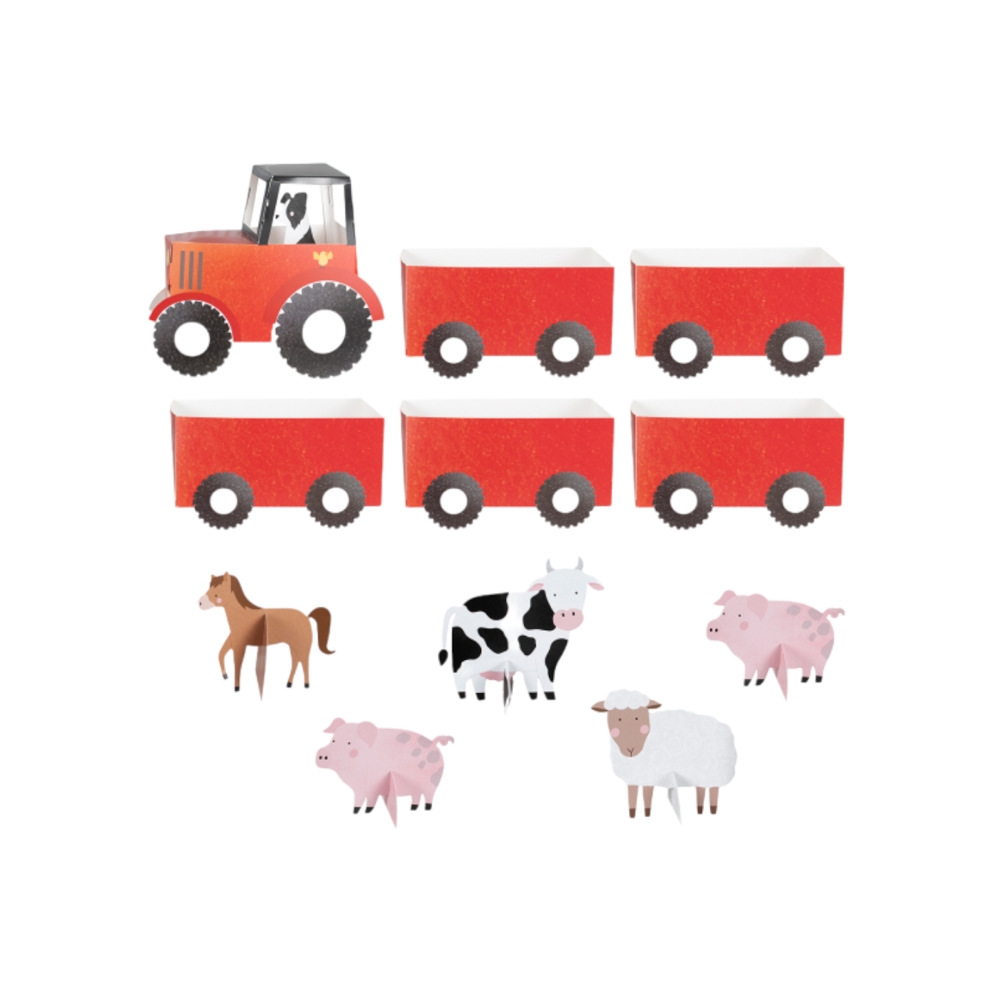 snackbakjes boerderij tractor dieren feestje feestartikelen