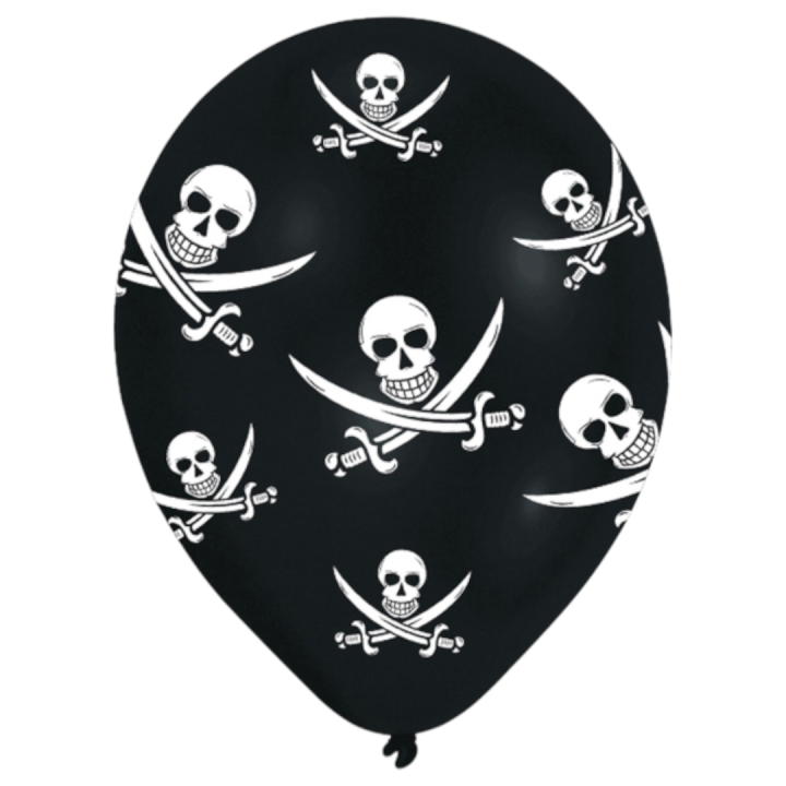 Piraten ballonnen zwart doodskop bedrukt