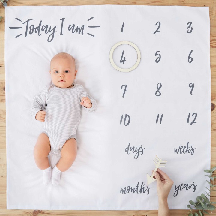 baby milestones deken met rondje en pijl