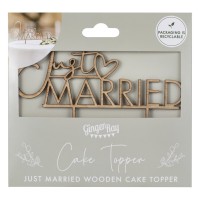 houten taarttopper just married huwelijk