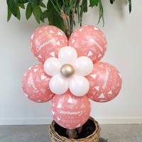 ballondecoratie communie ballonnen bloem roze rosewood