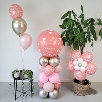 communie ballonnen versiering roze